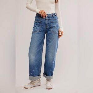We The Free Palmer Cuffed Jeans 28 • High Rise • Relaxed Wide Leg Denim